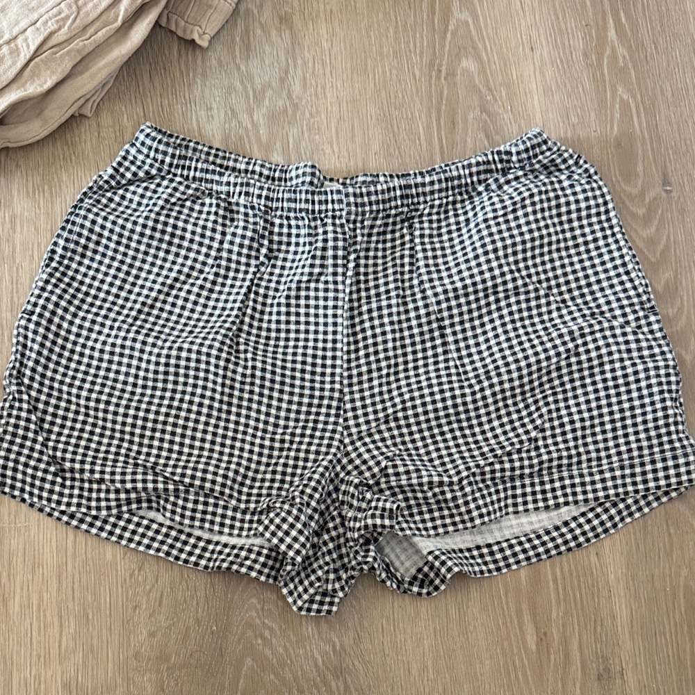 a new day Black and White Gingham High-Waist Elastic Shorts